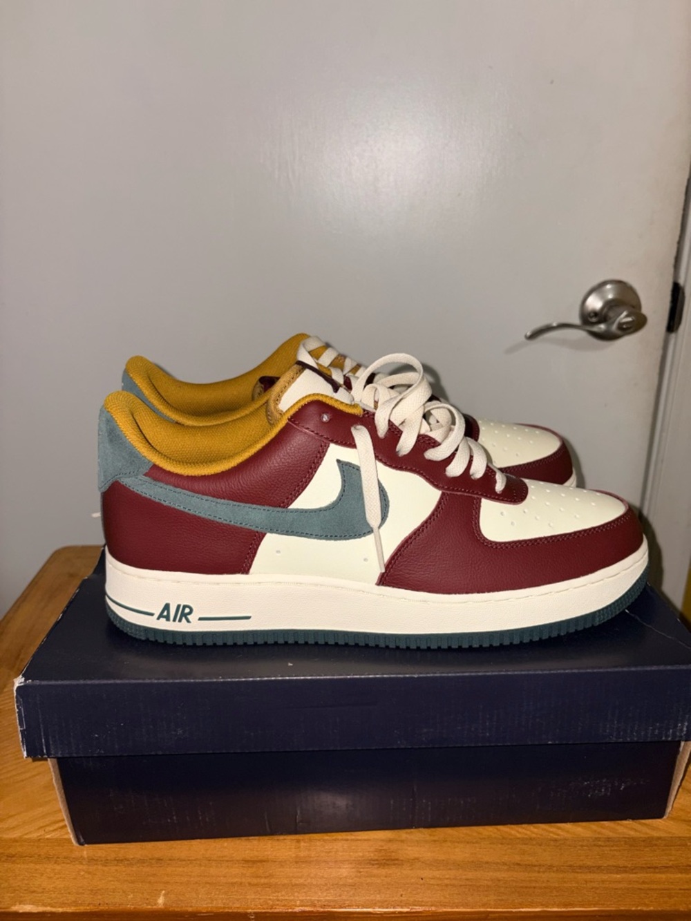 Nike Air Force 1 Low - Burgundy, Cream & Mustard